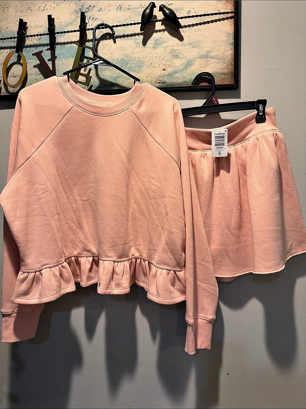 Torrid LoveSick Drop Waist V Mini Skort and Matching Pullover Set Pink Medium
